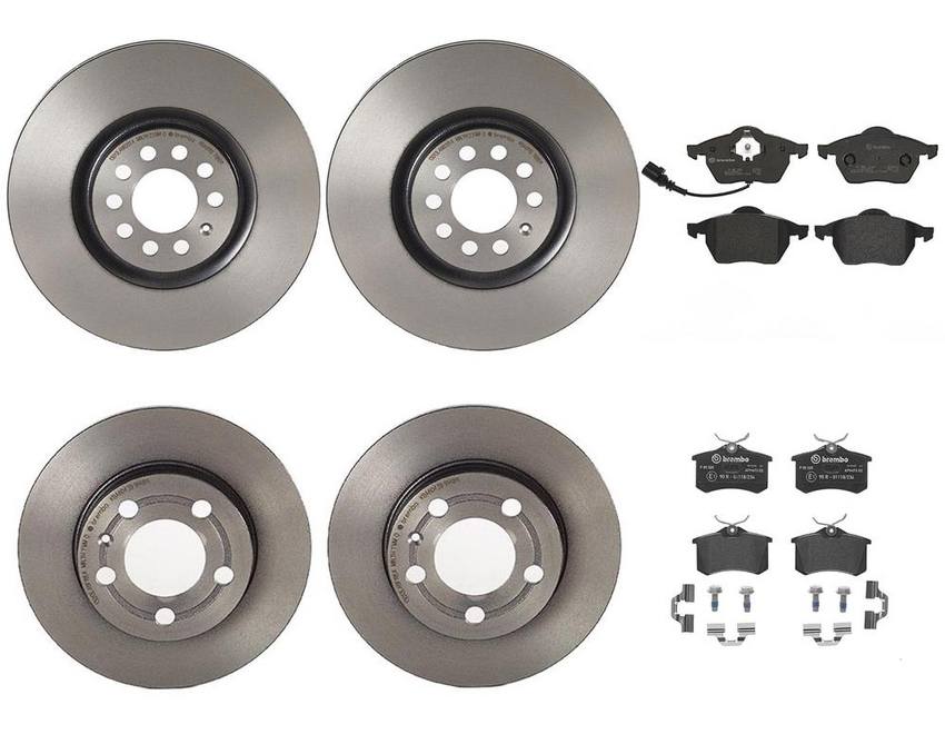 Audi Brake Kit Pads and Rotors Front and Rear (312mm/239mm) (LowMet) 8N0615301A Brembo